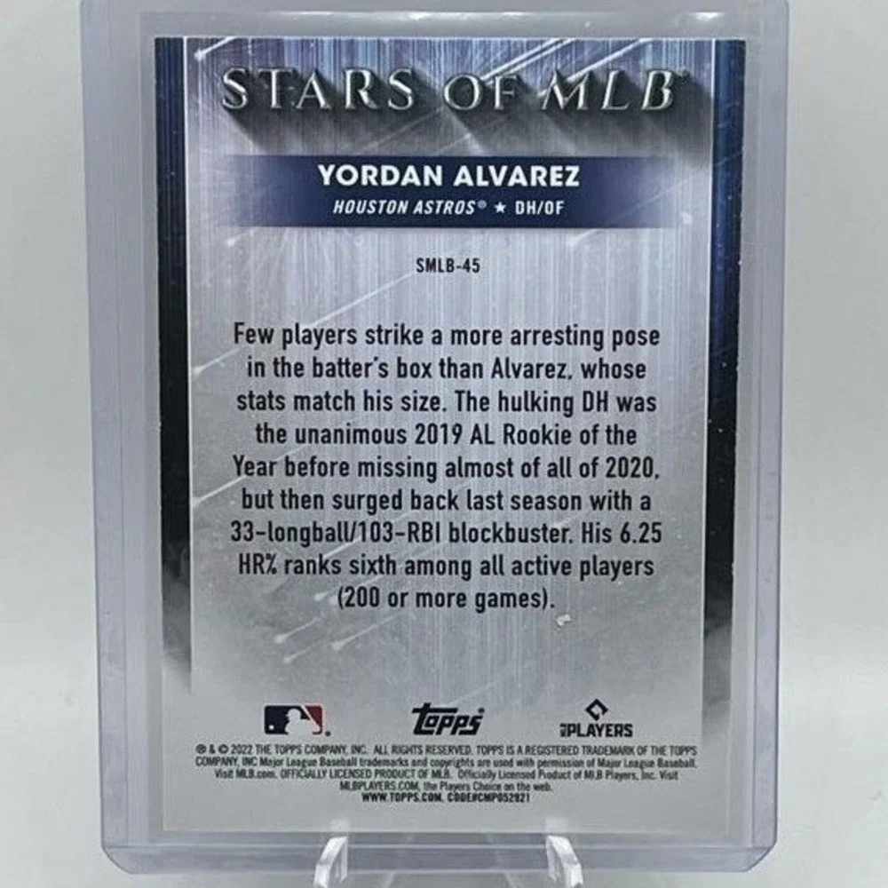 Yordan Alvarez Stars of MLB 2022 Topps SMLB-45 MLB Houston Astros